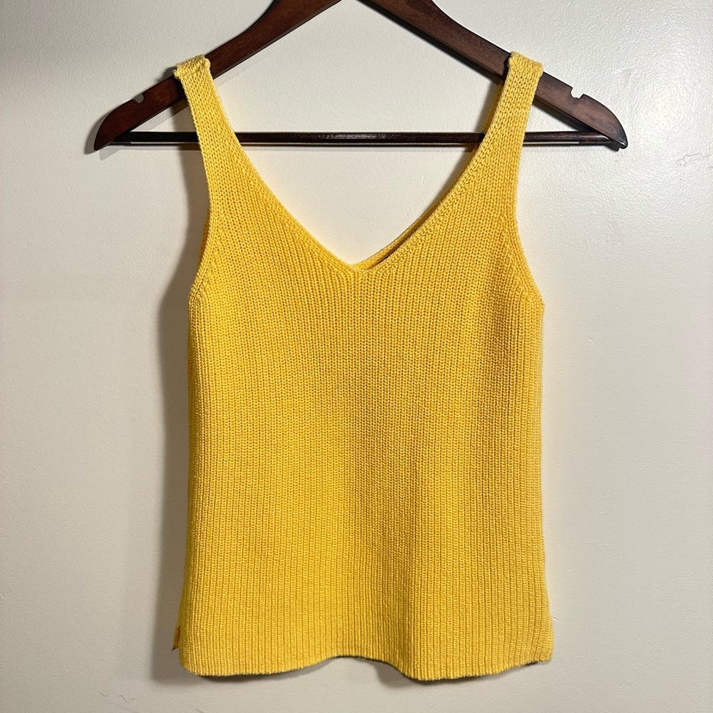 525 America Yellow V-Neck Knit Tank Top